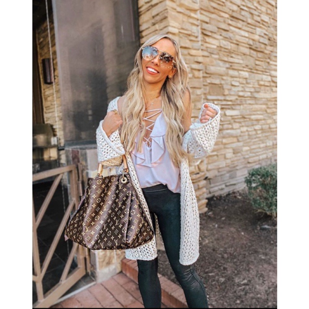 aerie open knit cardigan in cream